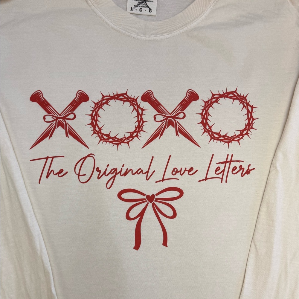 Comfort Colors Cream Long Sleeve Tee with Red Graphic